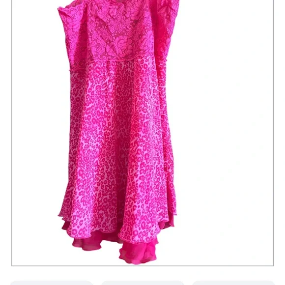 Women's Pink Lace & Leopard Print Chemise - Picture 8 of 8